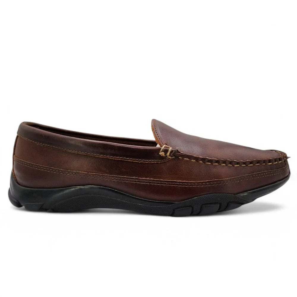 Allen Edmonds Boulder Driving Shoes Mens 9.5 D Brown Leather Stitched Moccasin